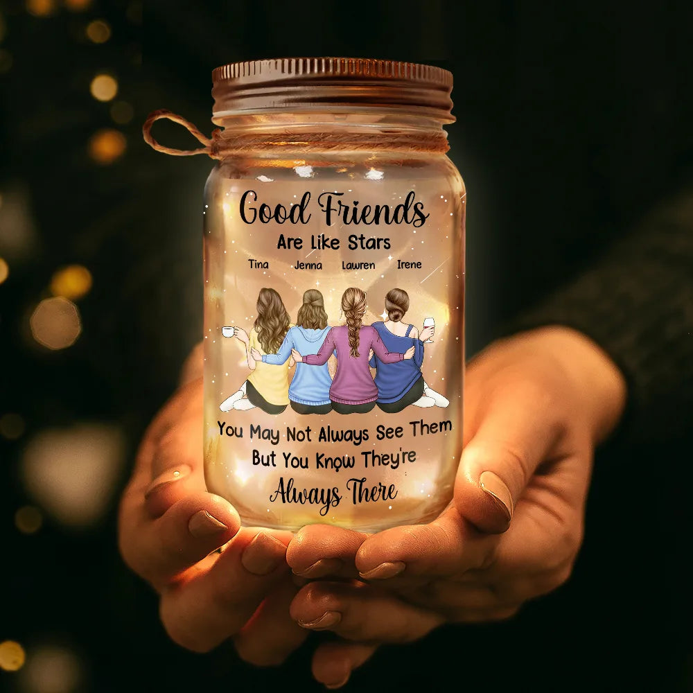 Good Friends Are Like Stars - Personalized Mason Jar Light