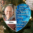 Custom Photo Still Live On The Hearts Christmas - Personalized Heart Shaped Glass Ornament