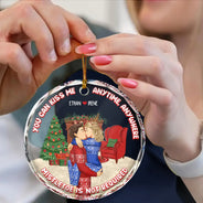Mistletoe Is Not Required - Personalized Circle Glass Ornament