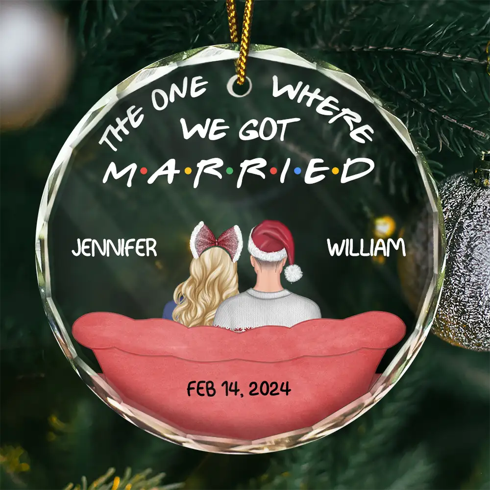 The One Where We Got Married - Personalized Circle Glass Ornament