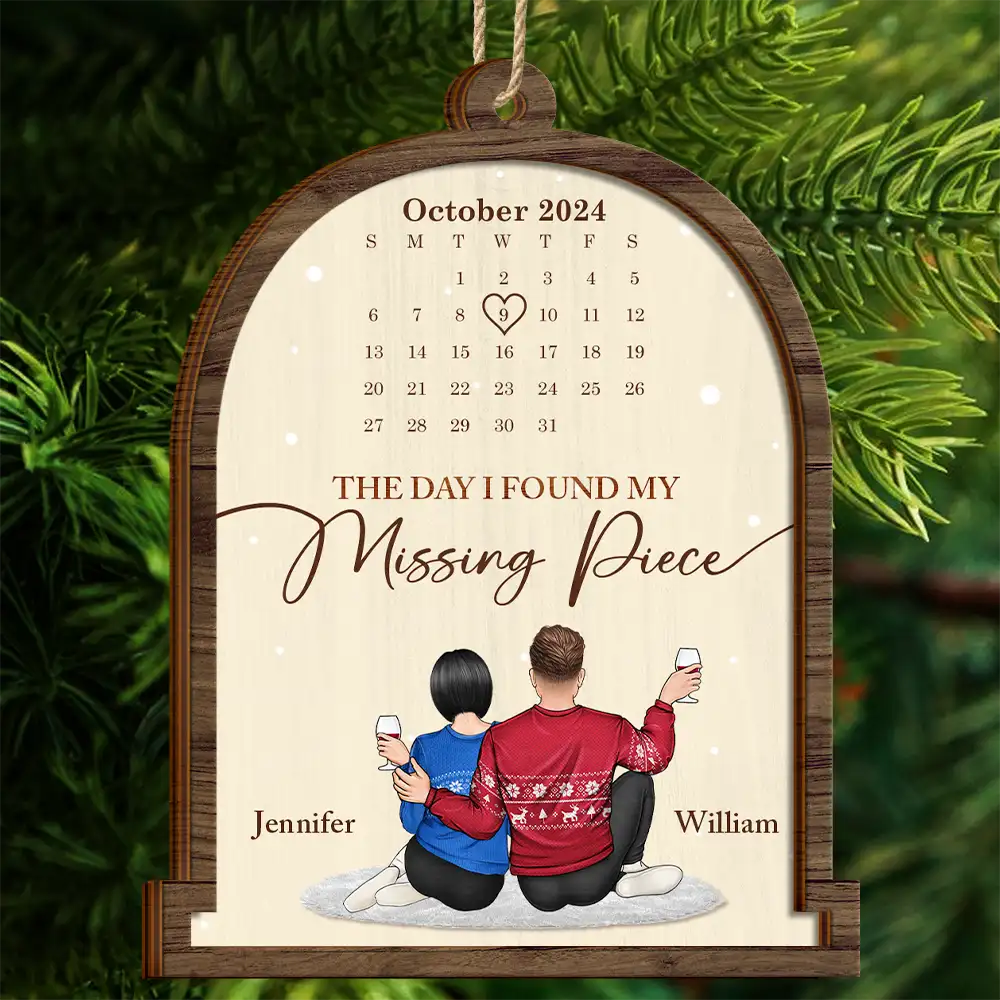 Christmas Couple Calendar The Day Our Journey Began - Personalized 2-Layered Wooden Ornament