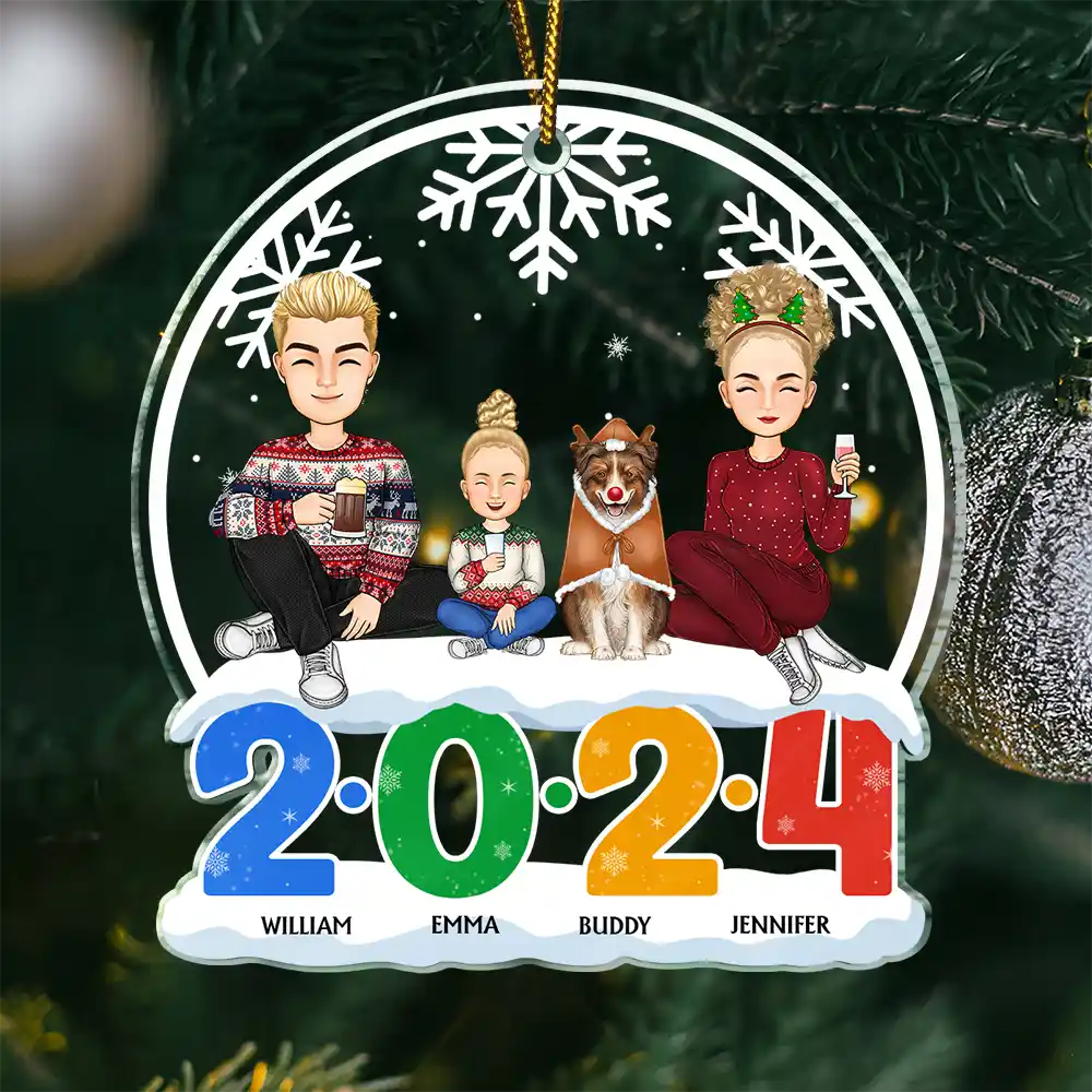 Christmas Family A Whole Lot Of Love - Personalized Custom Shaped Acrylic Ornament