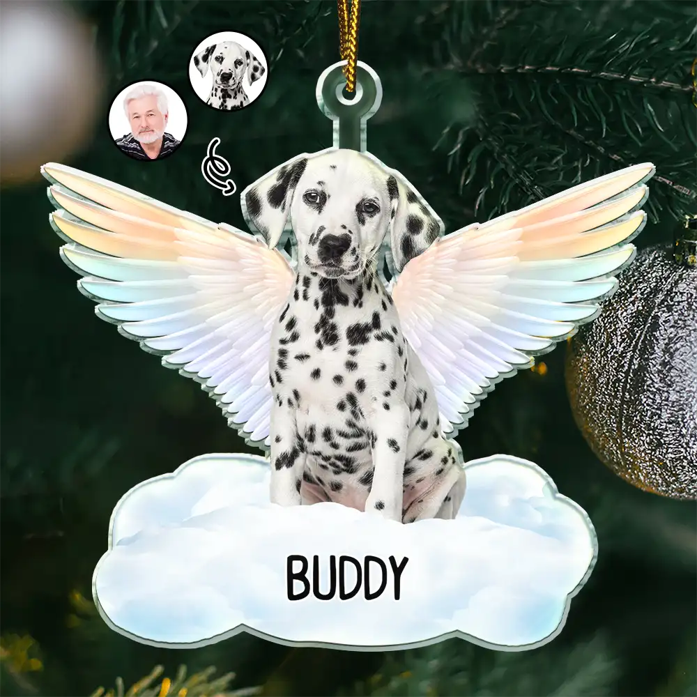 Custom Photo Angel On The Cloud - Personalized Cutout Acrylic Ornament