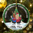 Gift For Bestie - Christmas Bestie You Make The World Better - Personalized Circle Glass Ornament