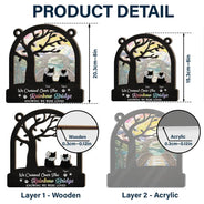 Memorial, Dog Lovers, Pet Lovers, Dog Mom, Dog Dad, Cat Lovers, Cat Mom, Cat Dad, Pet Mom, Pet Dad - Dog Cat Silhouette Over The Rainbow Bridge - Personalized Window Hanging Suncatcher Ornament
