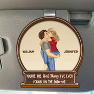 Gift For Couples,Gift For Husband,Gift For Wife,Gift For Boyfriend,Gift For Girlfriend,Happy - Kissing Couple Best Thing On The Internet - Personalized Custom Shaped Car Visor Clip