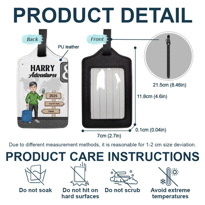 Gift For Couples,Gift For Husband,Gift For Wife,Travel,Happy,Gift For Boyfriend,Gift For Girlfriend - Couple Travel Adventures Sign Post - Personalized Combo 2 Luggage Tags