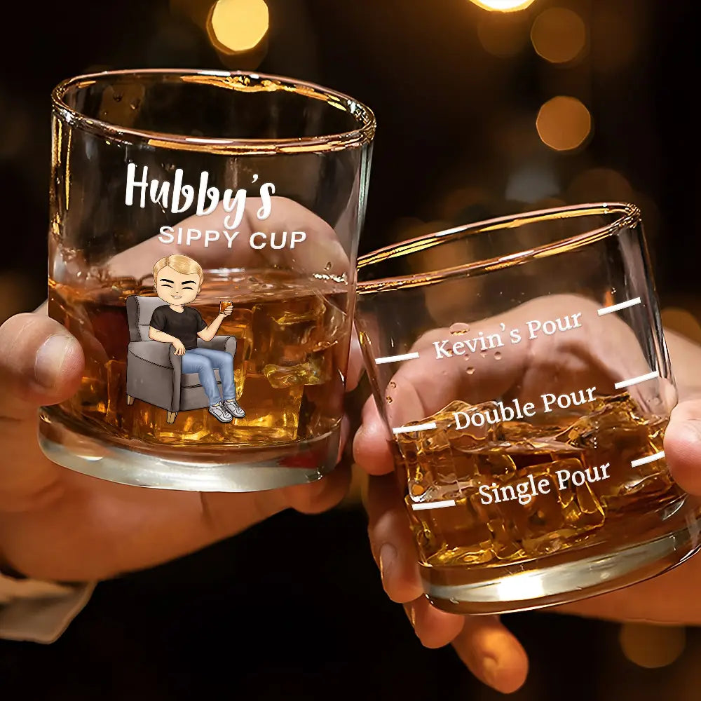 Gift For Couples, Gift For Husband, Gift For Boyfriend, Gift For Father - Grandpa Daddy Husband's Sippy Cup - Personalized Whiskey Glass
