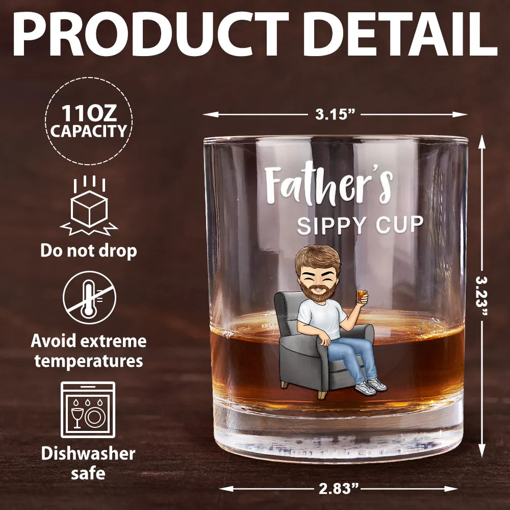 Gift For Couples, Gift For Husband, Gift For Boyfriend, Gift For Father - Grandpa Daddy Husband's Sippy Cup - Personalized Whiskey Glass
