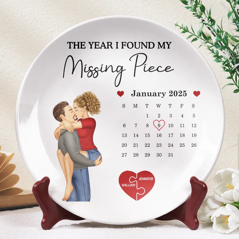 Calendar The Day I Found My Missing Piece - Personalized Ceramic Plate
