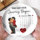 Gift For Couples, Gift For Husband, Gift For Wife, Gift For Boyfriend, Gift For Girlfriend - Calendar The Day I Found My Missing Piece - Personalized Ceramic Plate
