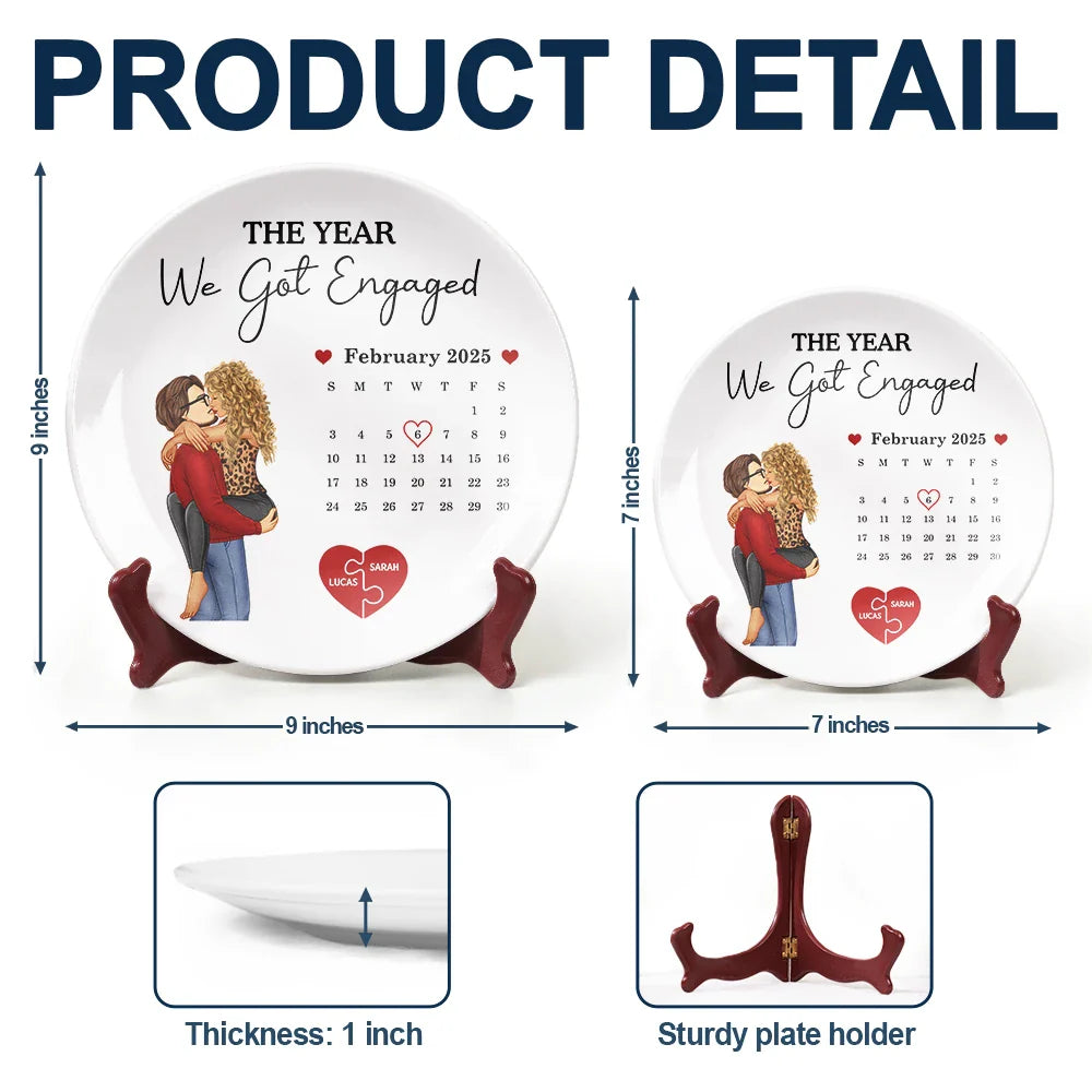 Gift For Couples, Gift For Husband, Gift For Wife, Gift For Boyfriend, Gift For Girlfriend - Calendar The Day I Found My Missing Piece - Personalized Ceramic Plate