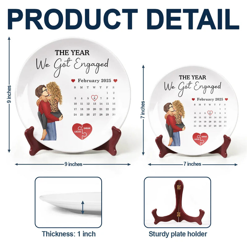 Gift For Couples, Gift For Husband, Gift For Wife, Gift For Boyfriend, Gift For Girlfriend - Calendar The Day I Found My Missing Piece - Personalized Ceramic Plate