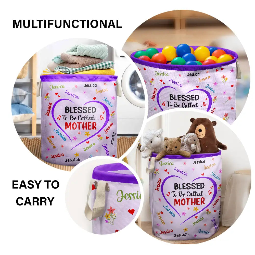 Gift For Mother, Gift For Grandma - Blessed To Be Called Grandma - Personalized Laundry Basket, Storage Basket