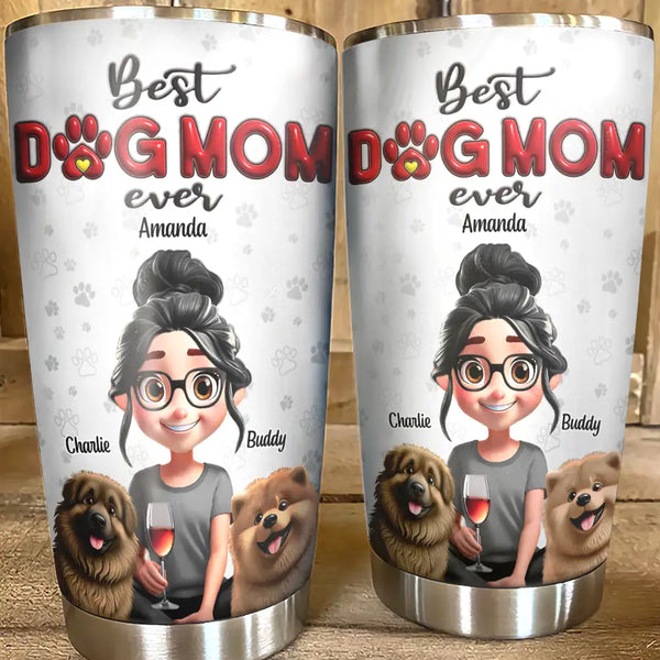 Dog Lovers,Dog Mom,Dog Dad - Dog Mom Dog Dad 3D Effect - Personalized Tumbler