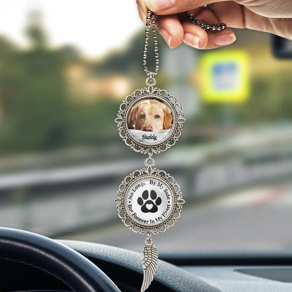 Memorial,Custom Photo,Dog Lovers,Pet Lovers,Sad - Custom Photo Memorial Pet You Left Paw Prints On My Heart - Personalized Photo Pendant Charm