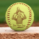 Custom Photo Pencil Drawing Engraved Best Dad Grandpa Ever - Personalized Baseball, Softball