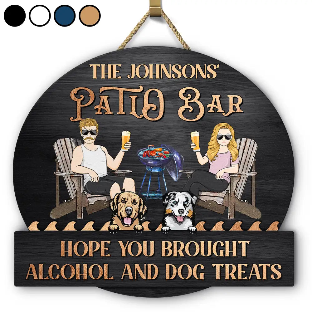 Couple Pool & Patio Bar Hope You Brought Alcohol & Dog Treats - Personalized Custom Shaped Wood Sign