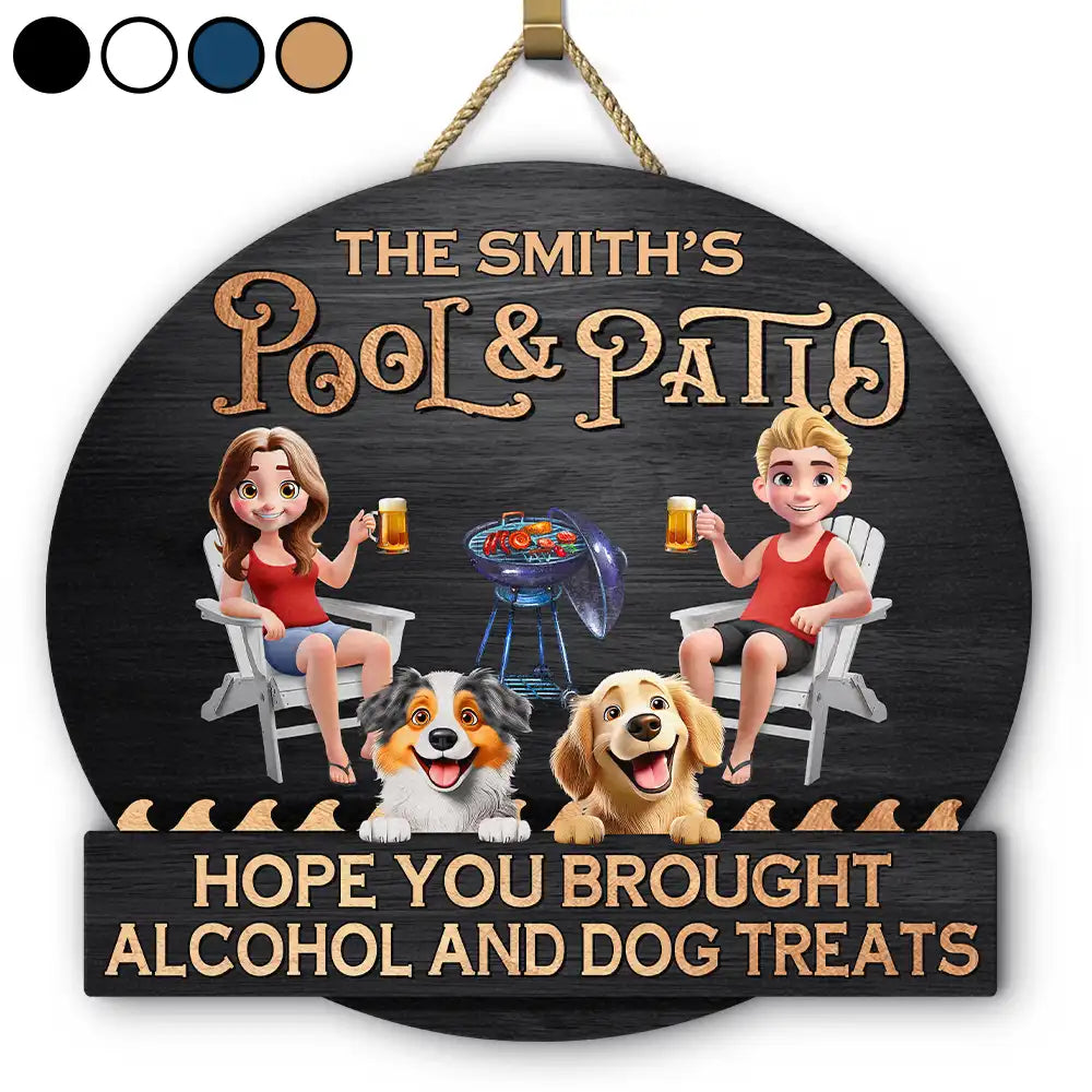 Couple 3D Effect Pool & Patio Bar Hope You Brought Alcohol - Personalized Custom Shaped Wood Sign