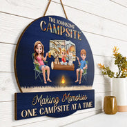 Camping Family Making Memories 3D Effect - Personalized Custom Shaped Wood Sign