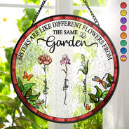 Gift For Yourself, Gift For Women, Gift For Sisters, Gift For Sibling, Love - Birth Flower Sisters From The Same Garden - Personalized Stained Glass Window Hanging Suncatcher