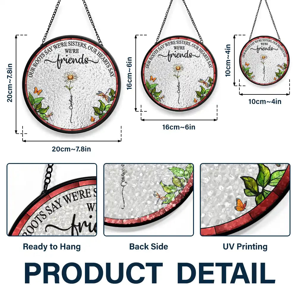 Gift For Yourself, Gift For Women, Gift For Sisters, Gift For Sibling, Love - Birth Flower Sisters From The Same Garden - Personalized Stained Glass Window Hanging Suncatcher