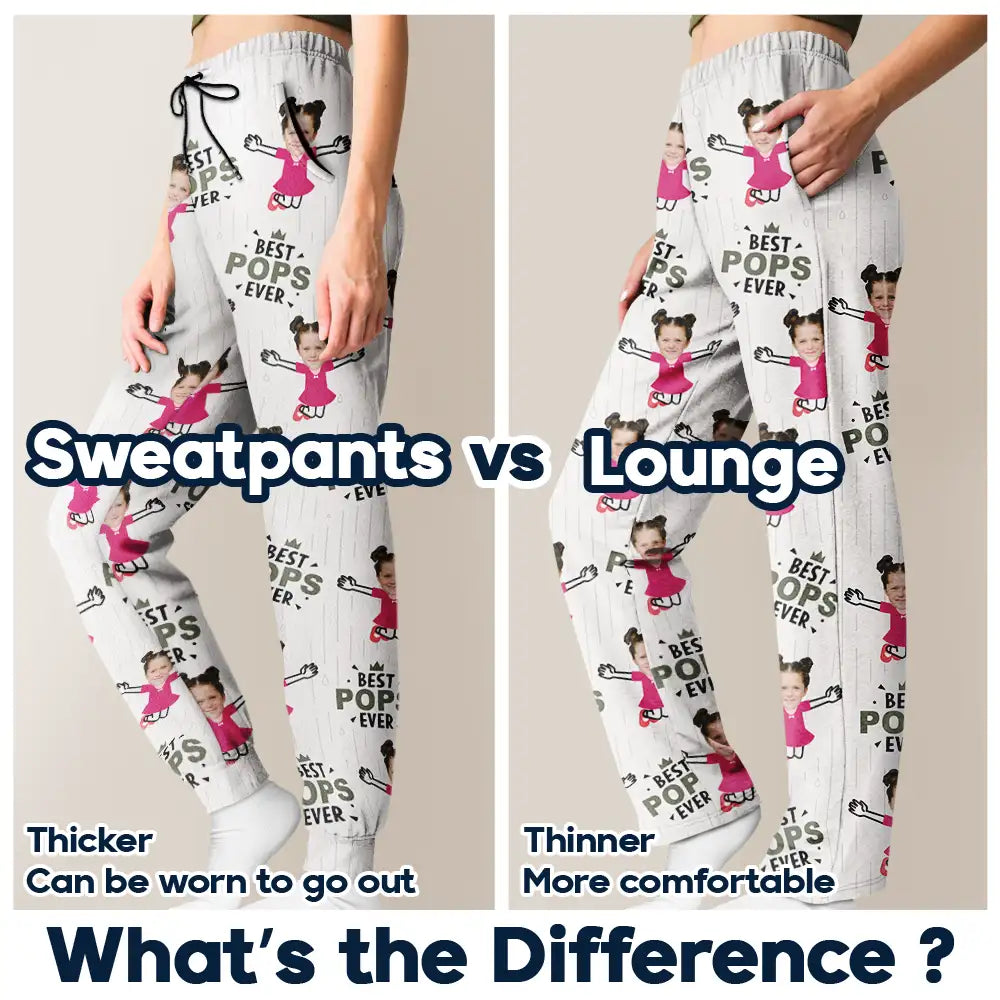 Gift For Father, Gift For Grandpa, Happy, Custom Photo - Custom Photo Cute Kids Best Dad Grandpa Ever Rain Pattern - Personalized Pajama Pants