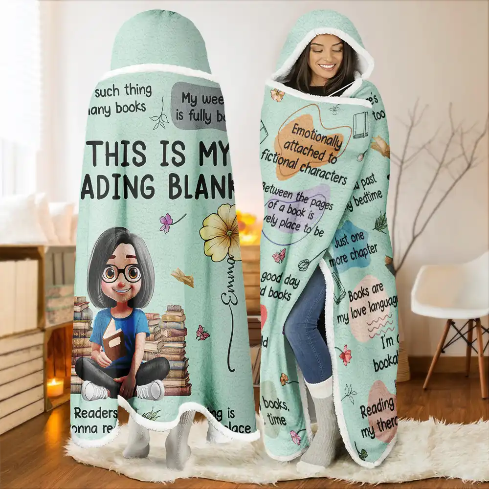 This Is My Reading Blanket Birth Month Flower - Personalized Wearable Hooded Blanket