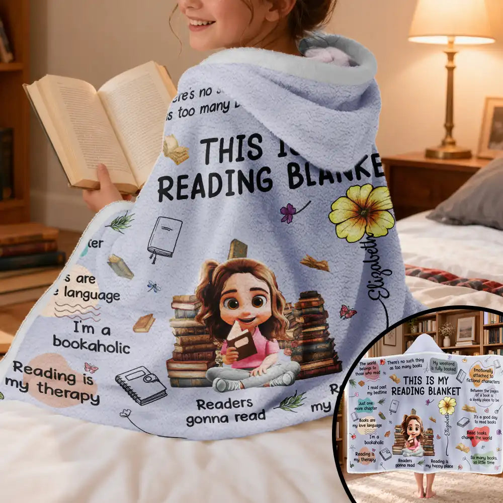 This Is My Reading Blanket Birth Month Flower - Personalized Wearable Hooded Blanket