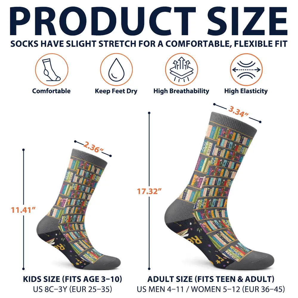 My Reading Socks Reading Girl With Birth Month Flower - Personalized Socks