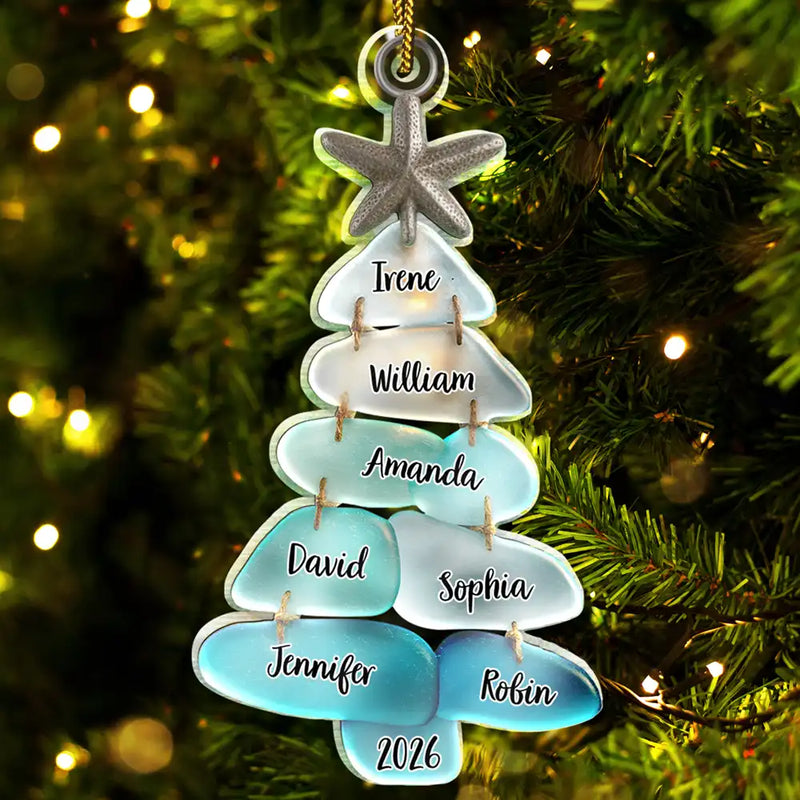 Beach Stones Family Christmas - Personalized Custom Shaped Acrylic Ornament