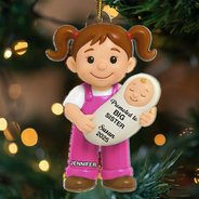 Gift For Sisters,Gift For Kids,Gift For Brothers,Happy,Christmas,Top Market - Promoted To Big Sister Big Brother - Personalized Custom Shaped Acrylic Ornament