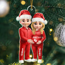 3D Effect Couple Expecting Parents, Baby Expecting, Baby Announcement - Personalized Custom Shaped Acrylic Ornament
