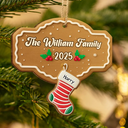 Family, Gift For Women, Gift For Men, Pet Lovers, Happy, Christmas, Top Market - Christmas Family Stockings Ceramic Effect - Personalized Custom Shaped Wooden Ornament