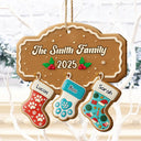 Family, Gift For Women, Gift For Men, Pet Lovers, Happy, Christmas, Top Market - Christmas Family Stockings Ceramic Effect - Personalized Custom Shaped Wooden Ornament