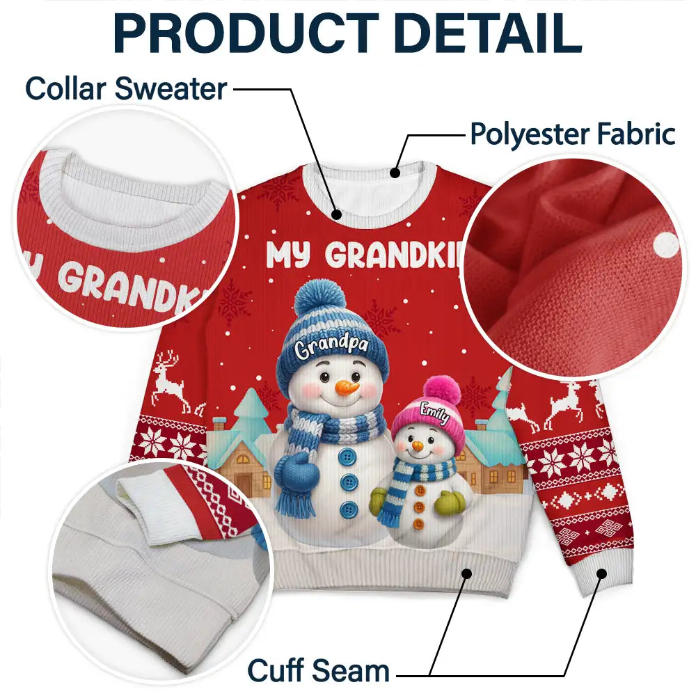 My Grandkids Snowman 3D Effect - Personalized Unisex Ugly Sweater