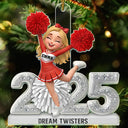 Gift For Yourself,Gift For Women,Happy,Christmas - 3D Shining Effect Christmas Cheerleader - Personalized Custom Shaped Acrylic Ornament