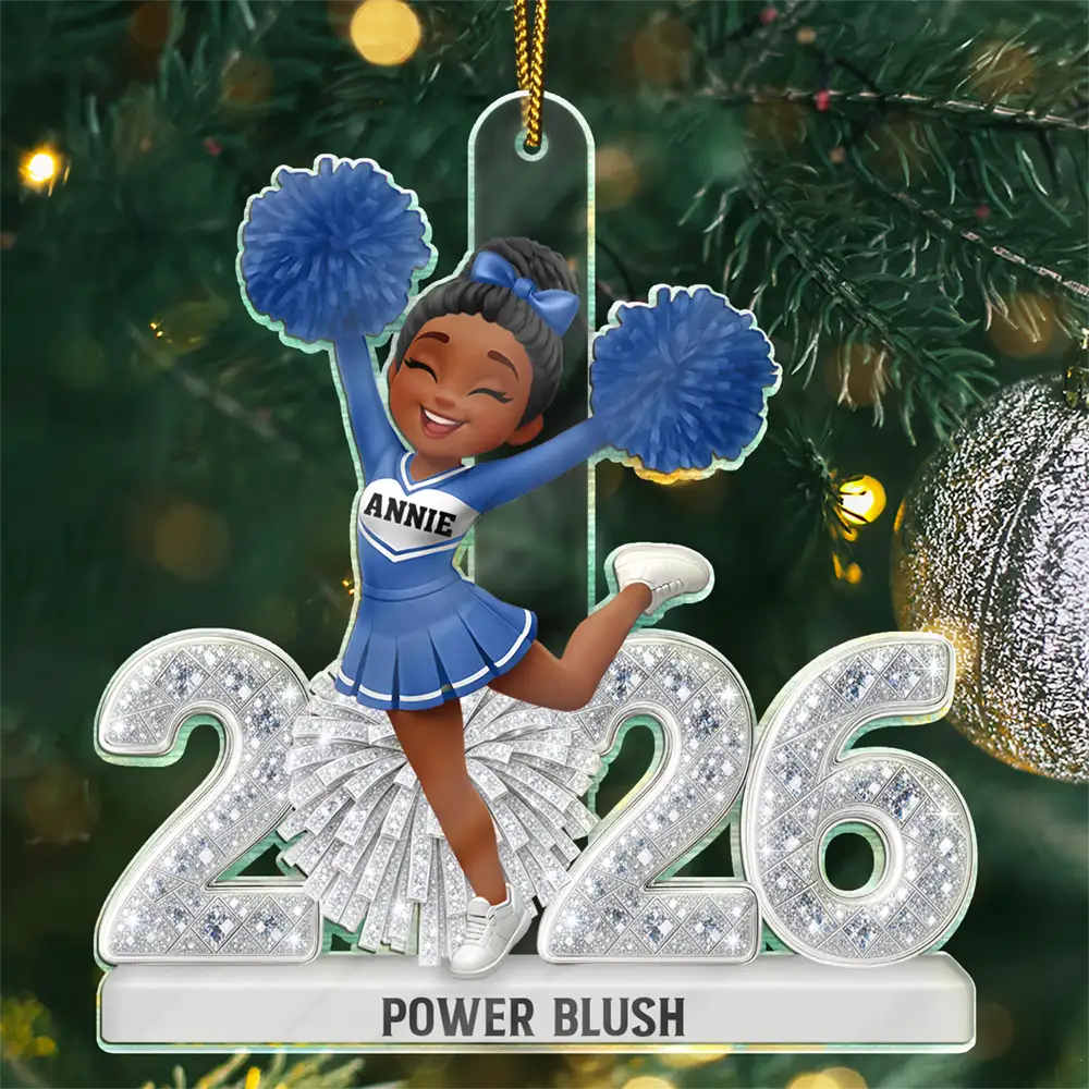 3D Shining Effect Christmas Cheerleader - Personalized Custom Shaped Acrylic Ornament