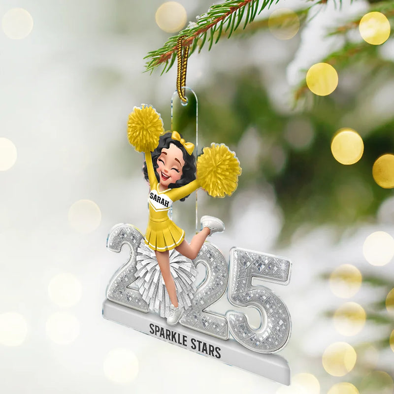 Gift For Yourself,Gift For Women,Happy,Christmas - 3D Shining Effect Christmas Cheerleader - Personalized Custom Shaped Acrylic Ornament