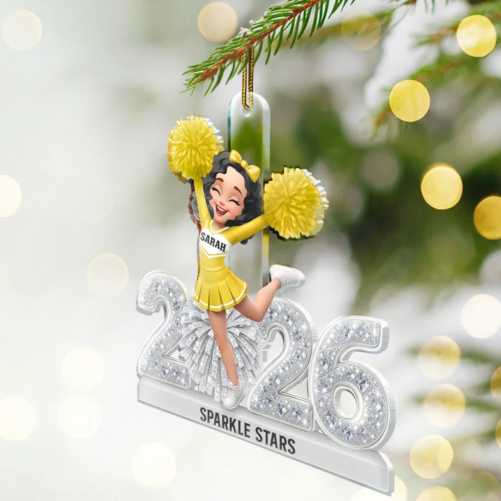 3D Shining Effect Christmas Cheerleader - Personalized Custom Shaped Acrylic Ornament