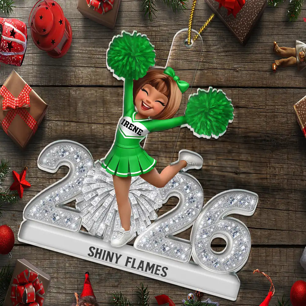 3D Shining Effect Christmas Cheerleader - Personalized Custom Shaped Acrylic Ornament