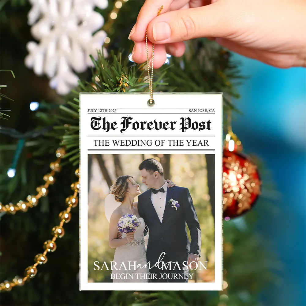 Gift For Couples,Wedding,Christmas,Love,Gift For Women,Gift For Men,Gift For Wife,Gift For Husband - Custom Photo The Wedding Of The Year Newlywed Couples - Personalized Custom Shaped Acrylic Ornament