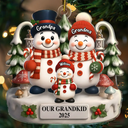 Gift For Grandparents,Grandpa,Gift For Grandpa,Gift For Grandma,Grandma,Grandkids,Gift For Grandkids,Gift For Women,Gift For Men,Top Market,Christmas - Christmas Snowman Our Grandkids 3D Effect - Personalized Custom Shaped Acrylic Ornament
