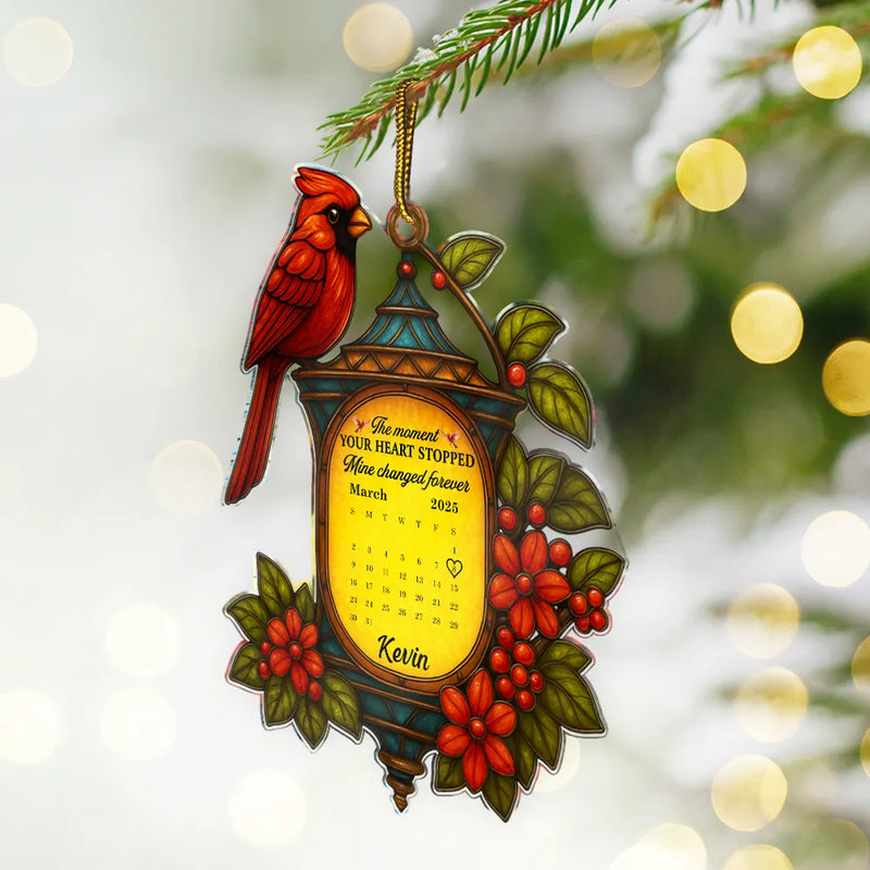 Memorial,Gift For Women,Gift For Men,Family,Sad,Christmas,Top Market - Calendar Memorial Christmas Lantern The Moment Your Heart Stopped - Personalized Custom Shaped Acrylic Ornament