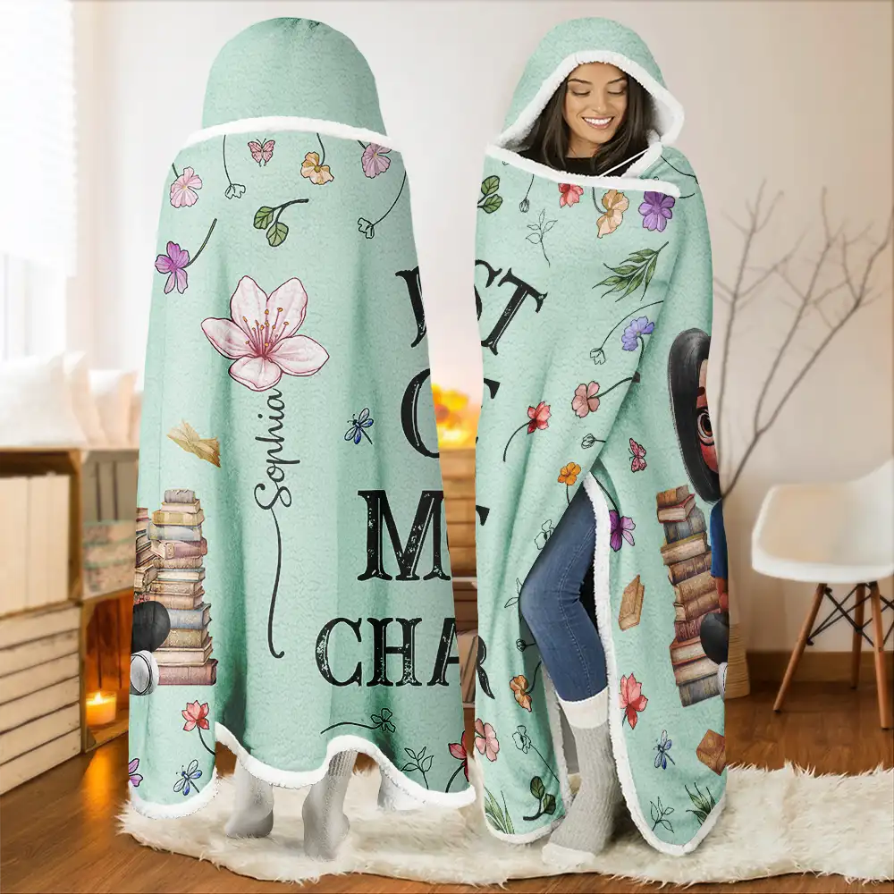 Reading, Gift For Yourself, Gift For Women, Happy - My Reading Blanket Reading Girl With Birth Month Flower - Personalized Wearable Hooded Blanket