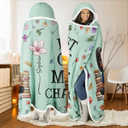 Reading, Gift For Yourself, Gift For Women, Happy - My Reading Blanket Reading Girl With Birth Month Flower - Personalized Wearable Hooded Blanket