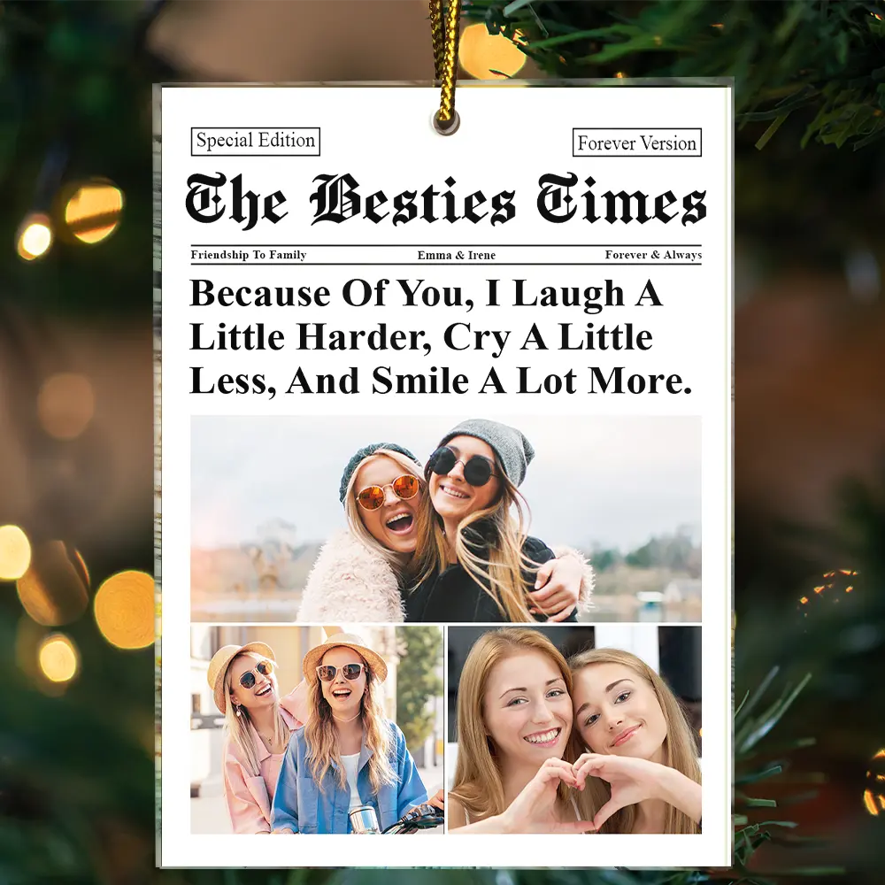 Gift For Bestie,Old Best friends,Gift For Sisters,Happy,Christmas,Top Market - Custom Photo The Besties Times It Takes A Long Time To Grow An Old Friend - Personalized Custom Shaped Acrylic Ornament