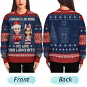 Gift For Couples,Old Couples,Gift For Husband,Gift For Wife,Gift For Women,Gift For Men,Funny,Christmas,Top Market - Christmas Couple Congrats On Being My Husband You Lucky Man - Personalized Unisex Ugly Sweater