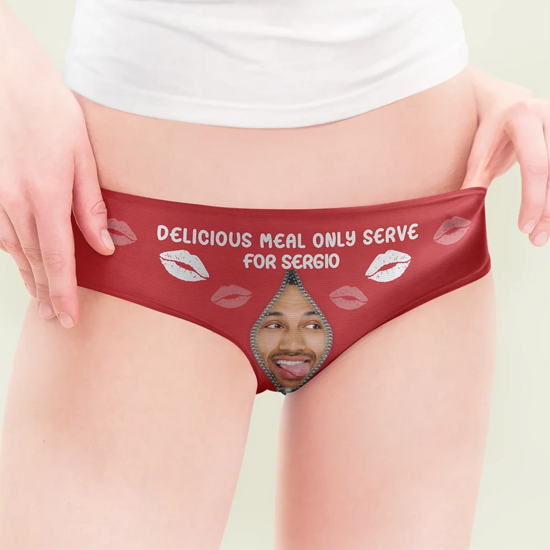 Gift For Couples,Gift For Wife,Gift For Girlfriend,Gift For Women,Funny,Custom Photo - Custom Photo Delicious Meal Only Serve For You - Personalized Women's Low-waisted Brief
