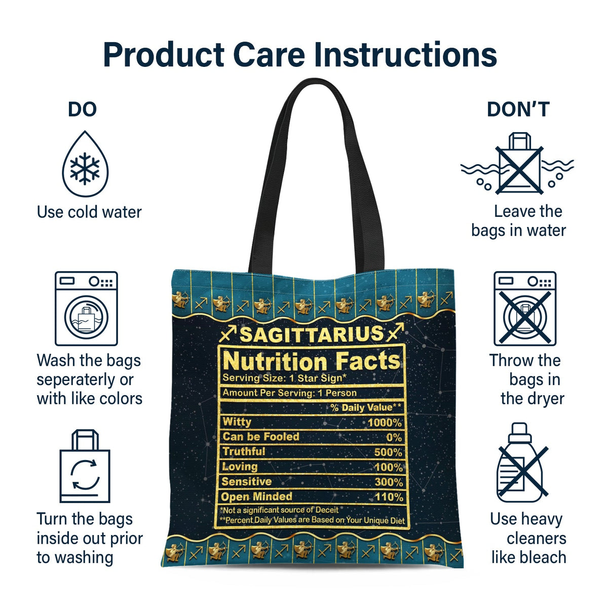 Zodiac Girl Nutrition Facts - Birthday Gift For Her - Personalized Custom Zippered Canvas Bag